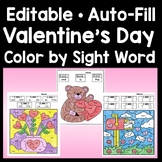 Valentine's Day Color by Sight Word or Number -Editable Au