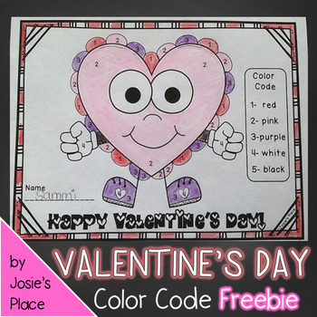 Preview of Valentine's Day Color by Number FREEBIE