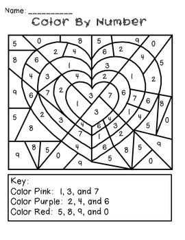 Valentine s Day Color by Number Freebie by The Busy Class TPT