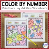 Valentine's Day Color by Number Worksheets Kindergarten Math