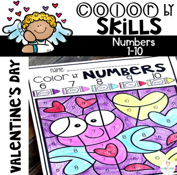 Preview of Valentine's Day Color by Code Numbers 1-10 Activities (February)