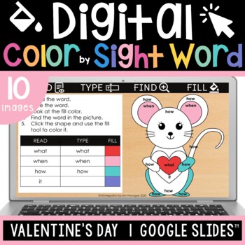 Preview of Valentine's Day Color by Sight Word | Editable Typing Practice on Google Slides