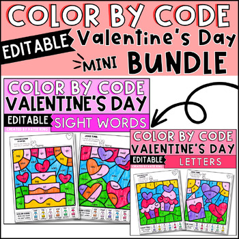 Preview of Valentine's Day Color by Sight Word and Letter Activities  Bundle