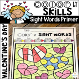 Valentine's Day Color by Code Sight Words Activities Prime
