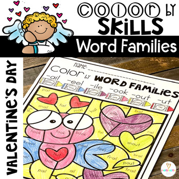 Preview of Valentine's Day Color by Code Word Families Printables (February)