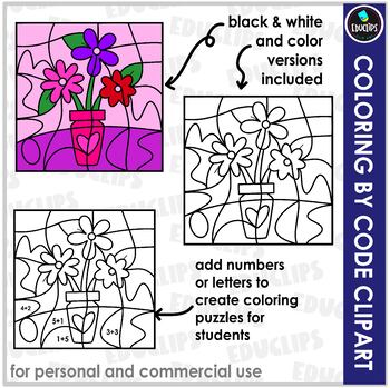 Valentine's Day - Coloring By Code Clip Art Set {Educlips Clipart} by ...