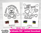 Valentine's Day Coloring Cards for Kids with Crayon Holder