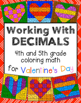 Preview of Valentine's Day Coloring Math - Working With Decimals - Differentiated