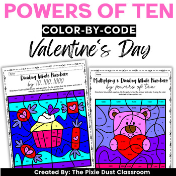 Preview of Valentine's Day Coloring Multiplying and Dividing Whole Numbers by Powers of Ten