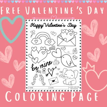 Valentine's Day Coloring Page by Van Kirk Art Studio | TPT