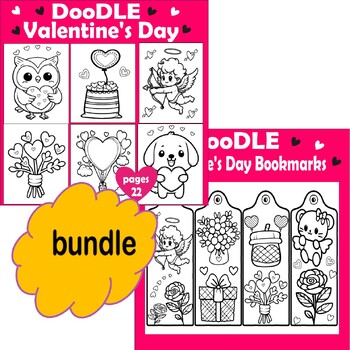 Preview of Mother's Day-Valentine's Day Coloring Page & Bookmarks Printable. Doodle Sheets