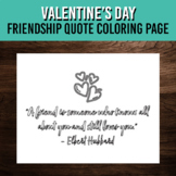 Valentine's Day Coloring Page | Friendship Quote | Printab