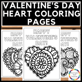 Preview of Valentine's Day Coloring Page Heart Doodles NO PREP 