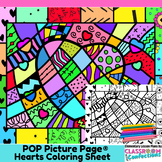 Valentine's Day Coloring Page Hearts Pop Art Coloring Acti
