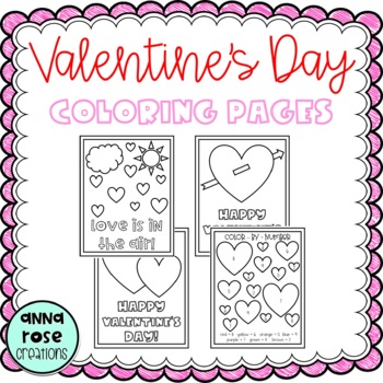 Valentine's Day Coloring Pages by Anna Rose Creations | TpT