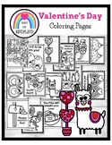 Valentine's Day Coloring Pages Booklet: Llama, Sloth, Flam