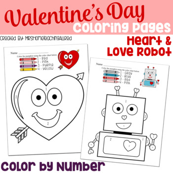 Preview of Valentine's Day Coloring Pages / Color By Number /  February Activities