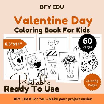 Preview of Valentine's Day* Coloring Pages For Kids 8.5x11 60 pages