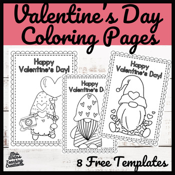 Preview of Valentine's Day Coloring Pages - Gnome Inspired Classroom Worksheets