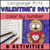 Valentine's Day ELA Color by Number Activity - Printable C