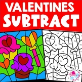 Valentine's Day Coloring Pages Subtraction Color by Number