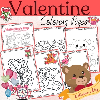 Preview of Valentine's Day Coloring Pages | Valentine Coloring Book for February Fun