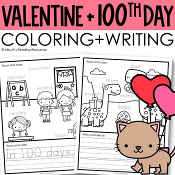 Preview of Valentine's Day Coloring Pages 100th Day of School Coloring Book Valentines Day