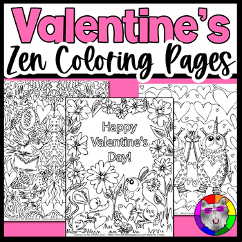 Valentine's Day Coloring Pages, Zen Doodle Coloring Sheets & Activity