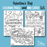 Valentine's Day Coloring Pages and Cards Set for Class projects