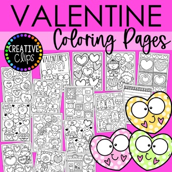 Preview of Valentine's Day Coloring Pages, Sheets of Valentine Clipart {Coloring Book}