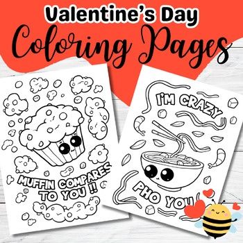 Preview of Valentine's Day Coloring Sheets | FOOD PUNS