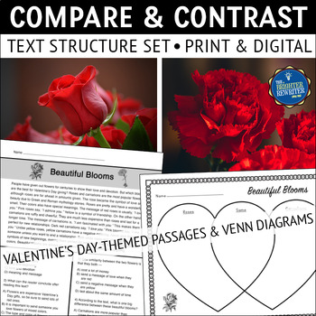 Preview of Valentine's Day Compare and Contrast Passages and Graphic Organizers