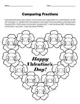 Preview of Valentine's Day - Comparing Fraction Pairs