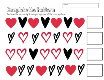 Preview of Math - Complete the Patterns - Valentine's Day