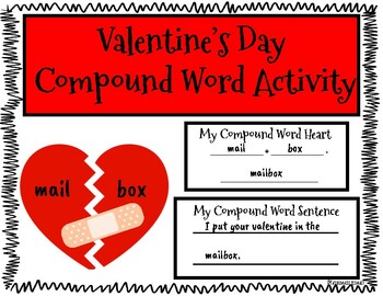 Preview of Valentine's Day Compound Word Craft and Activity