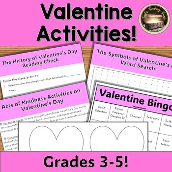 Preview of Valentine's Day Comprehension, Bingo, and Kindness Activities for grades 3, 4, 5