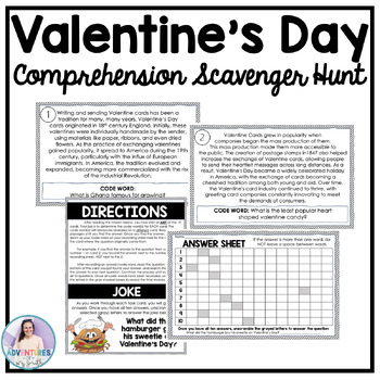 Preview of Valentine's Day Comprehension Scavenger Hunt