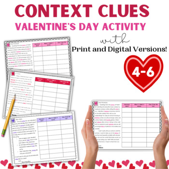 Preview of Valentine's Day Context Clues Activity | Print and Digital Versions