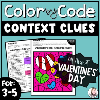 Preview of Valentine's Day Context Clues Color by Number Activity