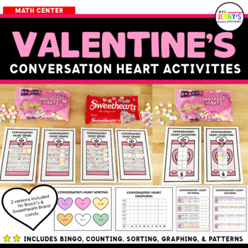 Preview of Valentine's Day Conversation Heart Activities | Bingo | Sorting| Graphing| Count