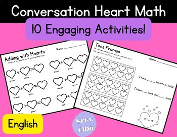 Preview of Valentine's Day Conversation Heart Math English Only