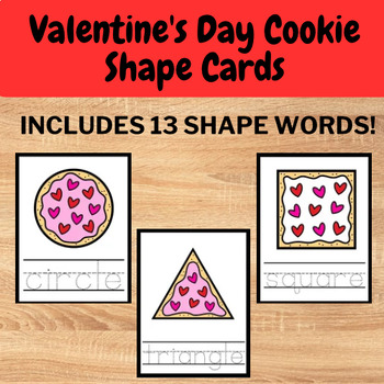 Preview of Valentine’s Day Cookie Shape Vocab Cards - Preschool Shapes Go Fish or Memory