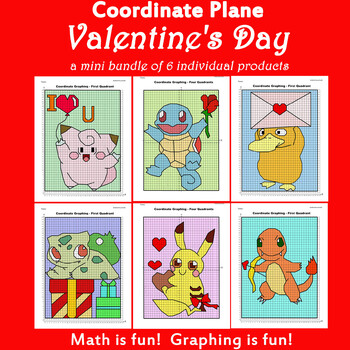 Preview of Valentine's Day Coordinate Plane Graphing Picture: Bundle 6 in 1