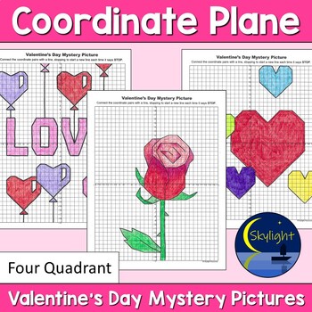 Preview of Valentine's Day Coordinate Plane Mystery Graphing Pictures in Four Quadrants