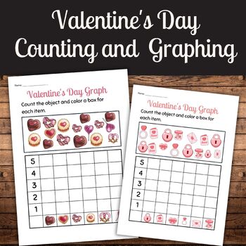 Preview of Valentine's Day Count and Graph | Creating a Bar Graph Valentine's Day
