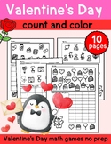 Valentine's Day Count and color the graph number math game