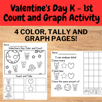 Preview of Valentine’s Day Count, tally, and Graph - K - 1st Valentine’s Day Math Activity