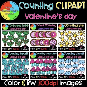 Preview of Valentine's Day Counting BUNDLE  ❤️ [ Valentine's Day Clipart ] ❤️