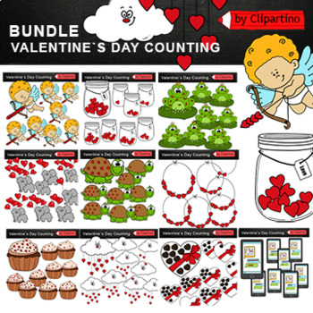 Preview of Valentine's Day Counting Clip Art Bundle/ math Clip Art/ Commercial use