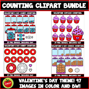 Preview of Valentine's Day Counting Clipart Bundle
